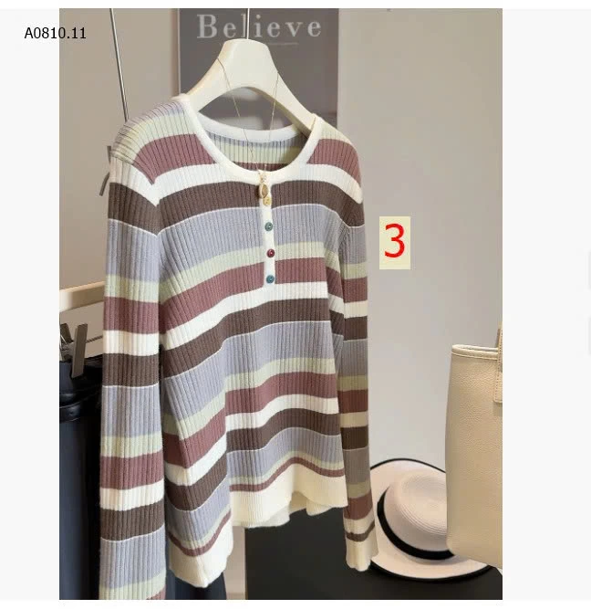 ÁO LEN KẺ SẮC MÀU CÚC NGỰC ANNA-Giá sỉ 174k
