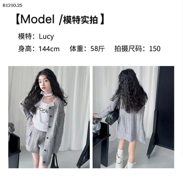 SET LEN CARDIGAN MIX QUẦN SHORT BG - sỉ 340k