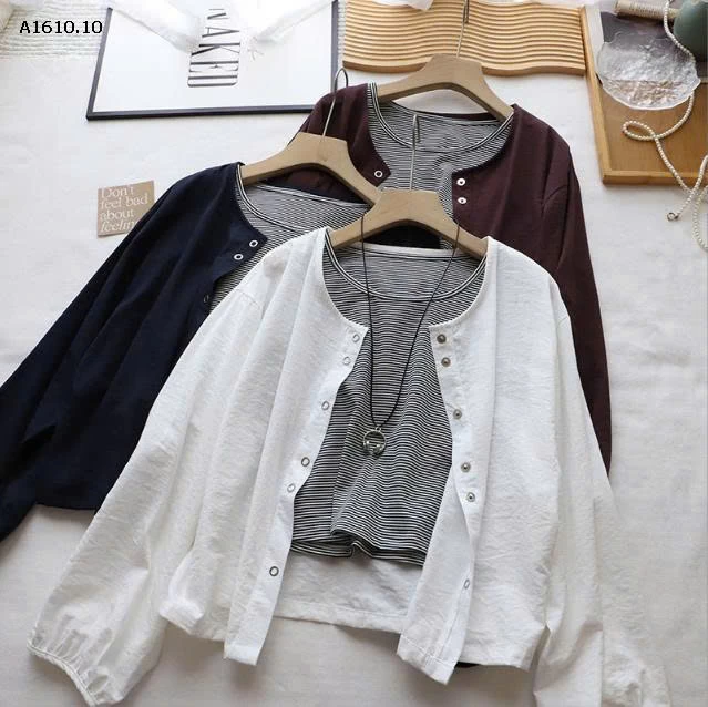 SÉT ÁO KẺ KÈM KHOÁC MỎNG- sỉ 194k