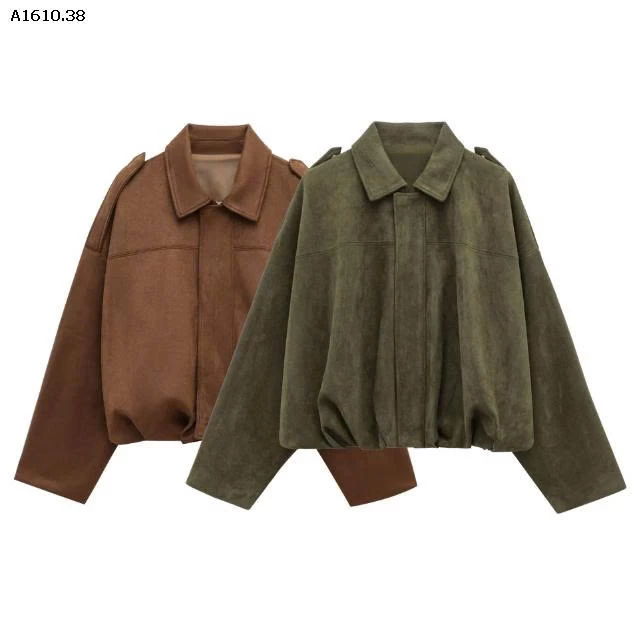 Áo khoác da lộn nữ tay dài phong cách Anh quốc- sỉ 350k