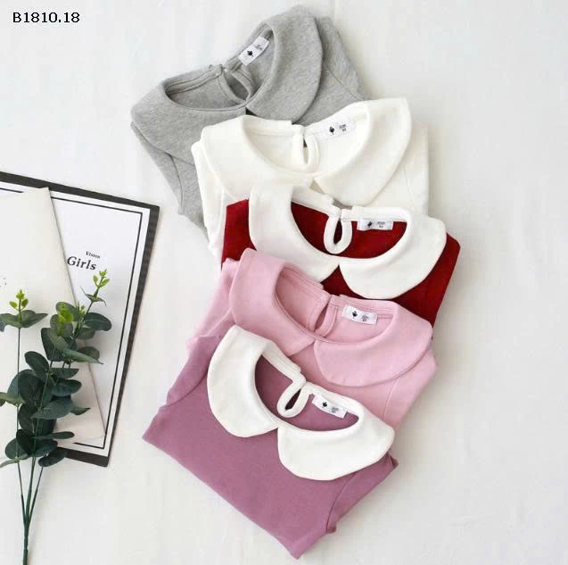 Áo thun dài tay cổ búp bê  cổ ve  cho bé- sỉ giá 105k