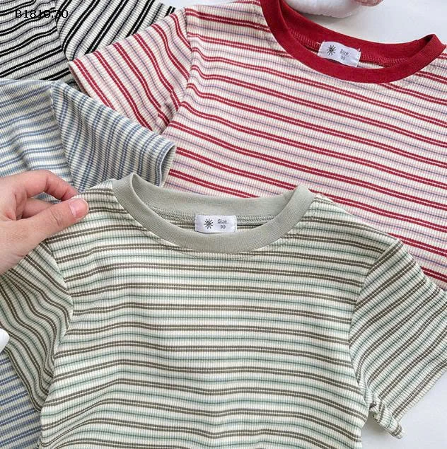 Áo thun nữ tay ngắn ôm họa tiết sọc retro phong cách Mỹ - sỉ 85k
