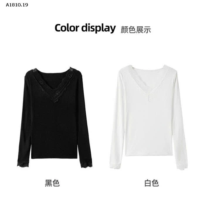 ÁO THUN DÀI TAY PHỐI REN - sỉ 105k