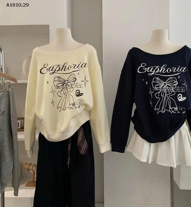 ÁO NỈ CHỮ HỞ VAI  -sỉ 195k