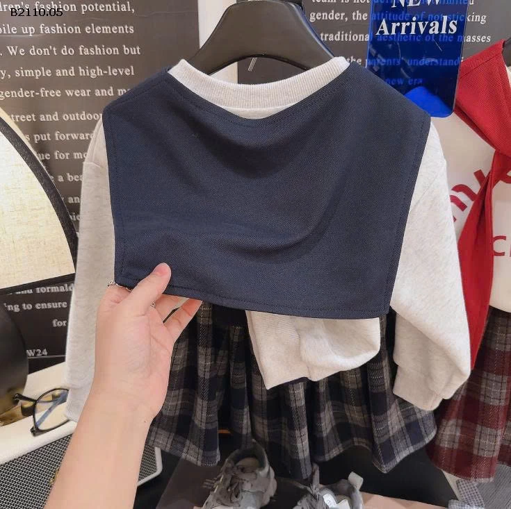 Set miu miu 3 chi tiết áo + váy + khăn cổ  - Giá sỉ 80-120:  136k 130-160:   148k