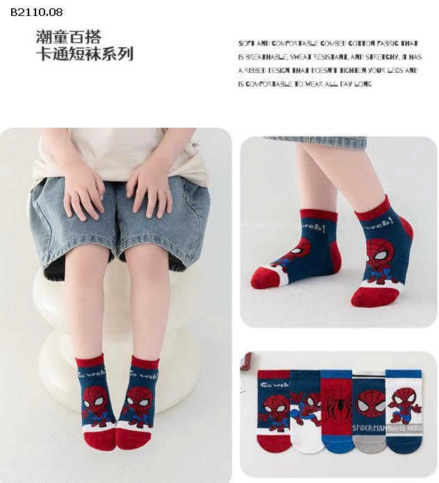 SET 5 ĐÔI TẤT SIÊU NHÂN  BÉ  - Giá sỉ 65k/set 5 đôi