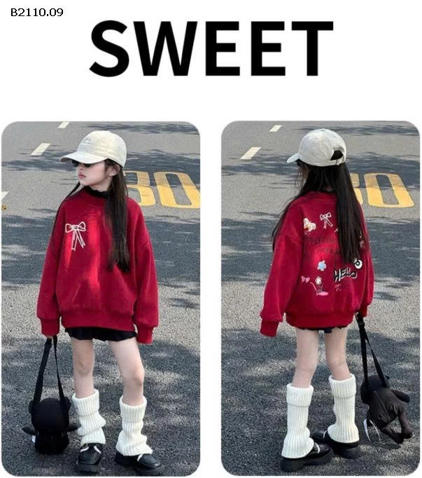 ÁO NỈ ĐỎ NƠ BÉ GÁI - sỉ 150k