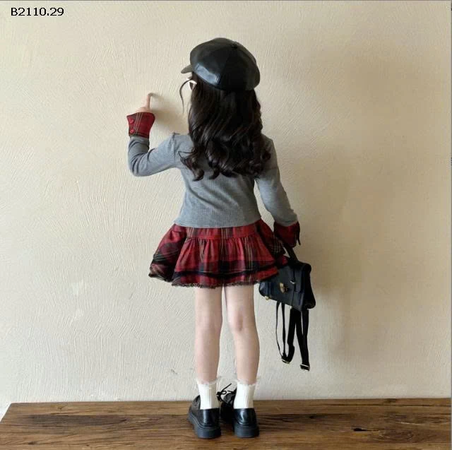 SET ÁO DÀI TAY MIX CV KẺ BG- Giá sỉ áo: 143k  cv: 180k  cả set: 303k