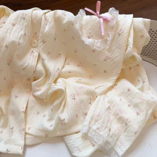 BỘ PIZAMA HOA  3 CHI TIẾT-Giá sỉ 145k