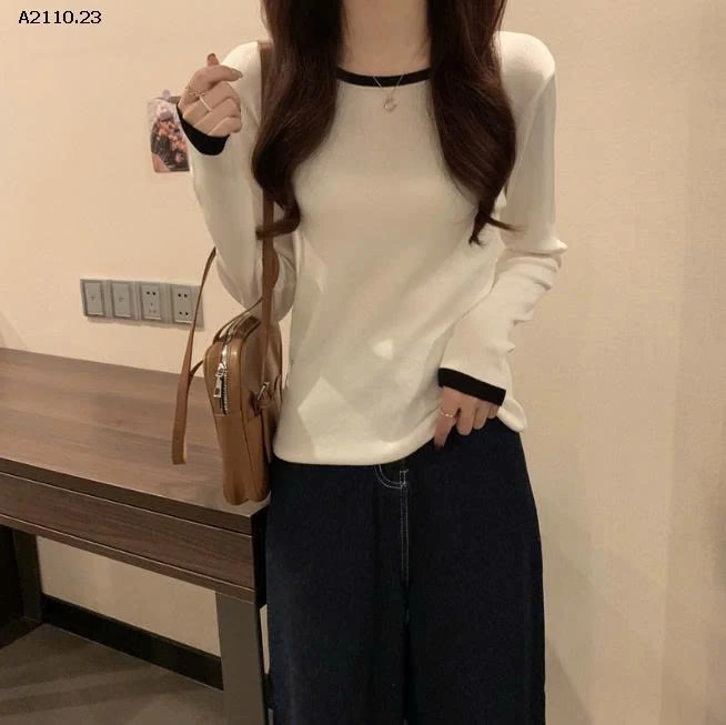 ÁO THUN DÀI TAY PHỐI VIỀN NỮ-Giá sỉ 75k/c sỉ từ 2 chiếc