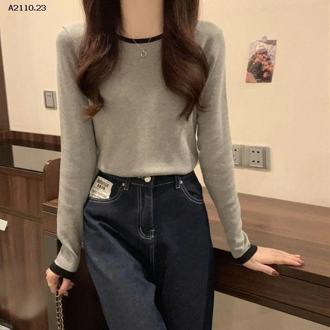 ÁO THUN DÀI TAY PHỐI VIỀN NỮ-Giá sỉ 75k/c sỉ từ 2 chiếc