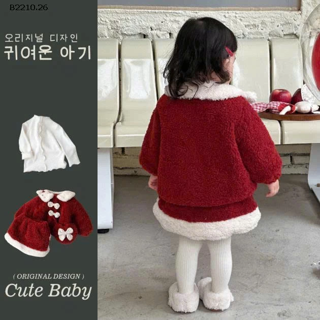 SET NỈ LÔNG 3 MÓN CHO BÉ - Giá sỉ set đỏ: 355k  áo kem: 142k