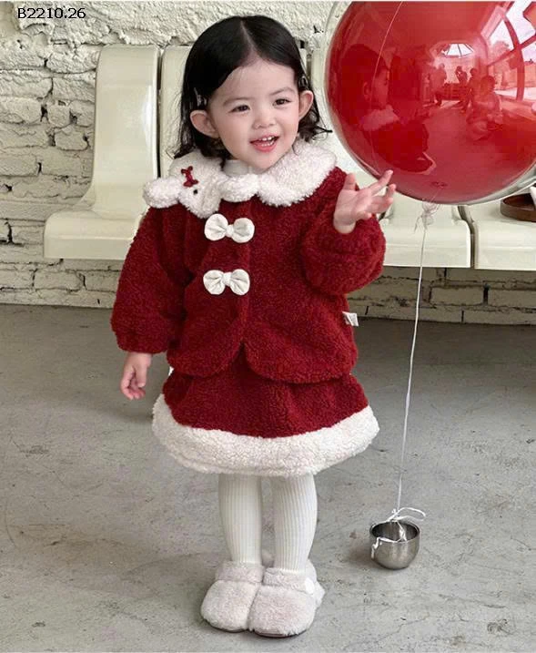 SET NỈ LÔNG 3 MÓN CHO BÉ - Giá sỉ set đỏ: 355k  áo kem: 142k