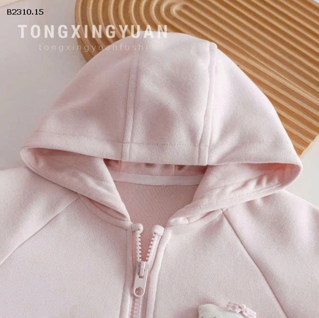 ÁO KHOÁC HỒNG BÉ GÁI CÓ MŨ-Giá sỉ 165k