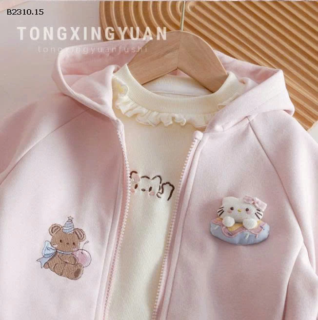 ÁO KHOÁC HỒNG BÉ GÁI CÓ MŨ-Giá sỉ 165k