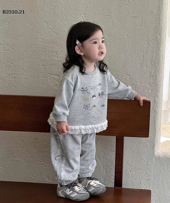 Bộ đồ thu đông  nơ xinh xắn cao cấp cho bé - sỉ gIá 283k