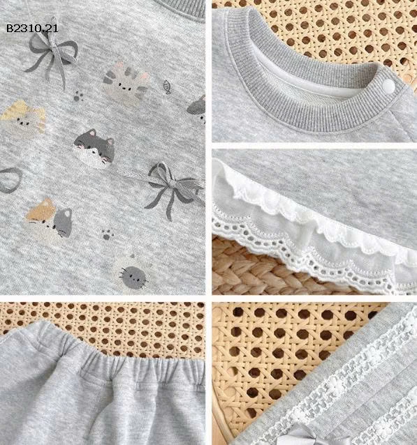 Bộ đồ thu đông  nơ xinh xắn cao cấp cho bé - sỉ gIá 283k