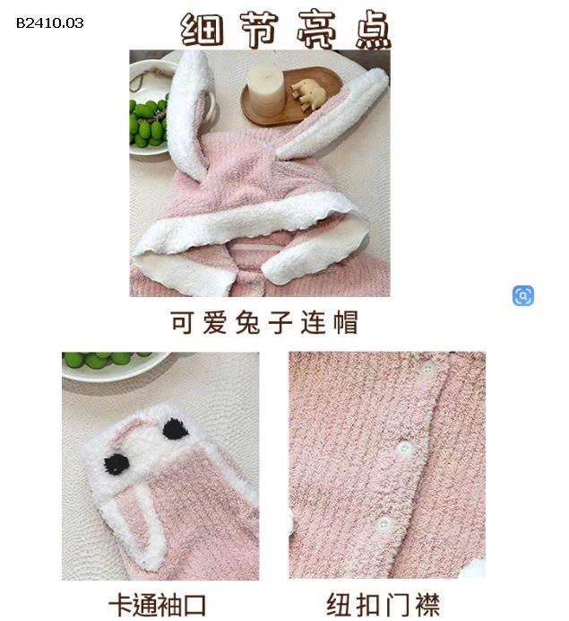 BỘ NGỦ LÔNG TAI THỎ LINANXI-Giá sỉ 255k