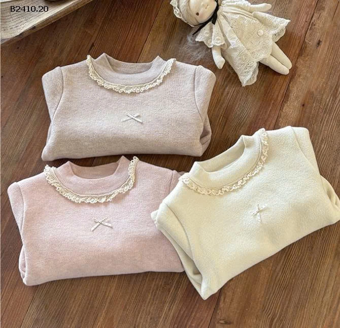 Áo thun dài tay cổ ren phong cách Hàn Quốc cho bé -sỉ 160k