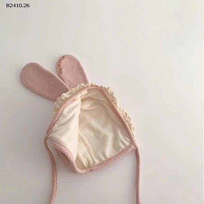 MŨ BÉ SƠ SINH TAI THỎ PHỐI REN BG-Giá sỉ 81k