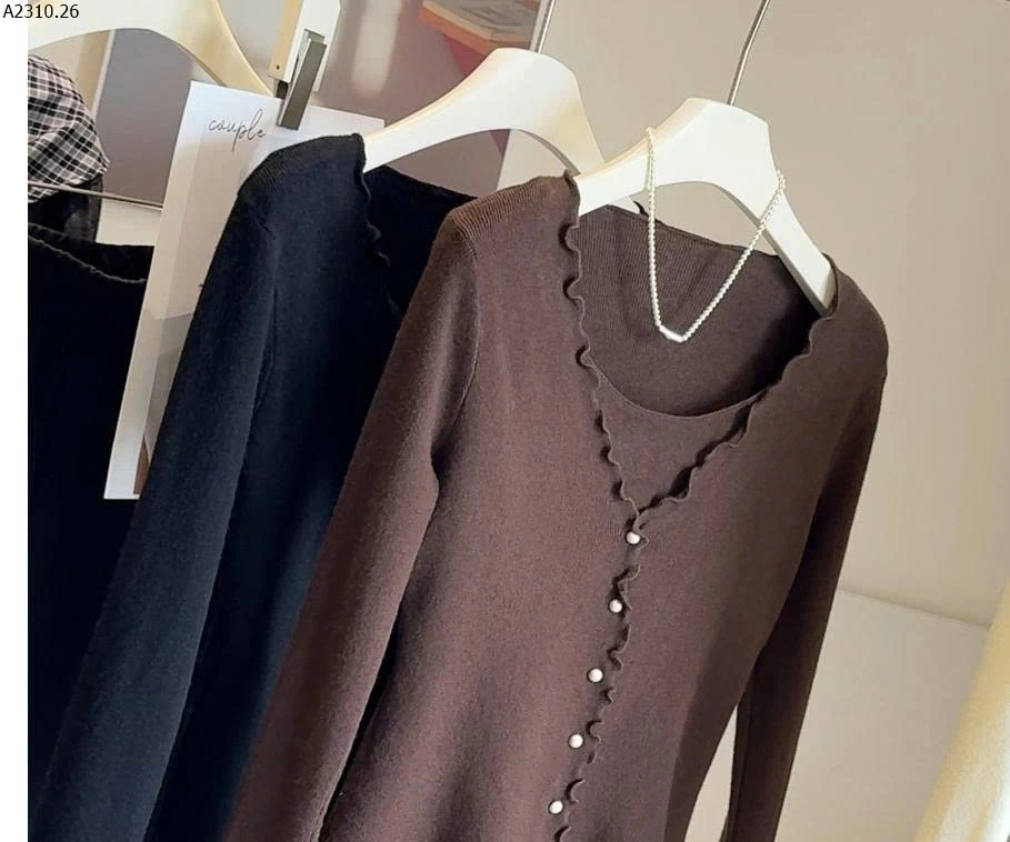 ÁO LEN DỆT KIM VIỀN BÈO GIẢ 2 MẢNH ANNA - sỉ 178k