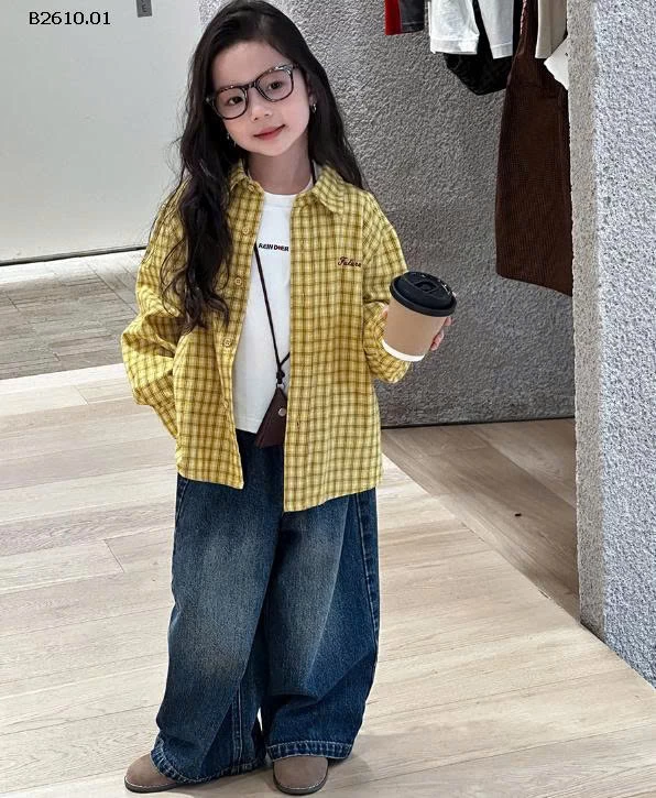 ÁO SƠ MI BÉ GÁI AMBB -Giá sỉ  sz 90-150 : áo 162k, quần 212k sz 160 : áo 173k , quần 226k sz 170 : áo 187k, quần 247k