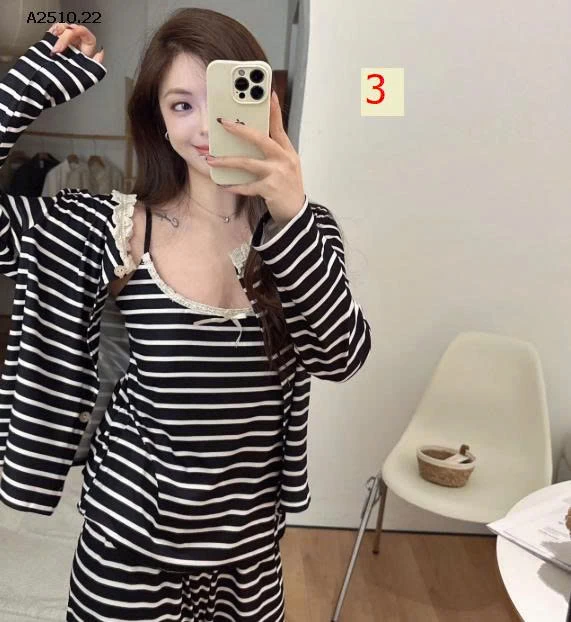 BỘ MẶC NHÀ KÈM BRA 3 CHI TIẾT HONGSHENG- sỉ 259k