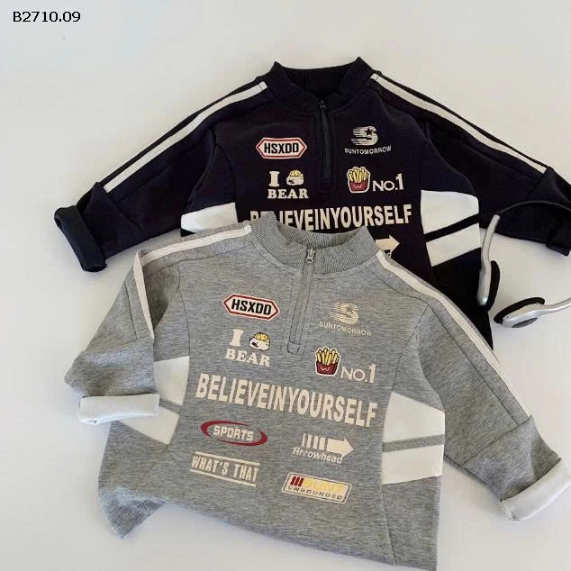 Áo nỉ  in họa tiết cho bé  nhà Huzhou Zhili - sỉ 163k