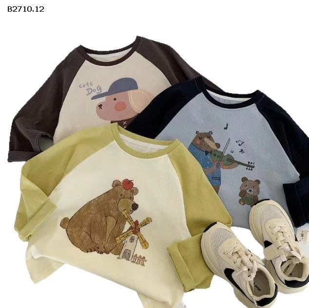 Áo thun  in họa tiết hoạt hình cho bé  nhà Huzhou Zhili - sỉ 112k