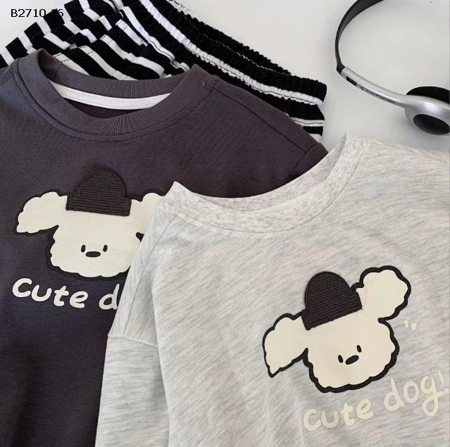 Áo thun in chú chó cute nhà Huzhou Zhili - sỉ 128k