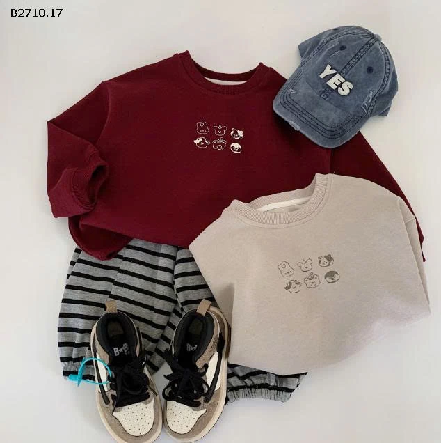 Áo nỉ in họa tiết cute nhà Huzhou Zhili - sỉ 143k