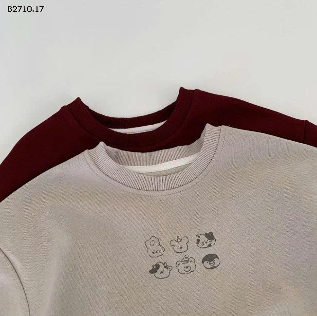 Áo nỉ in họa tiết cute nhà Huzhou Zhili - sỉ 143k