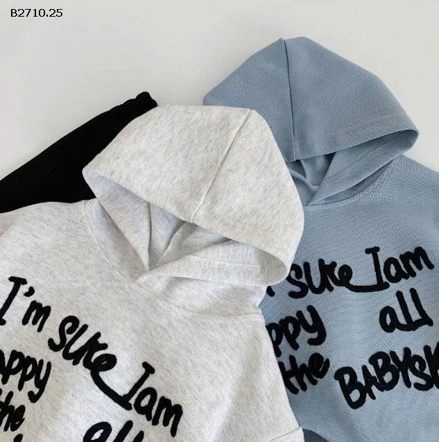 Áo nỉ có mũ trùm đầu  chữ  nhà Huzhou Zhili- sỉ 165k