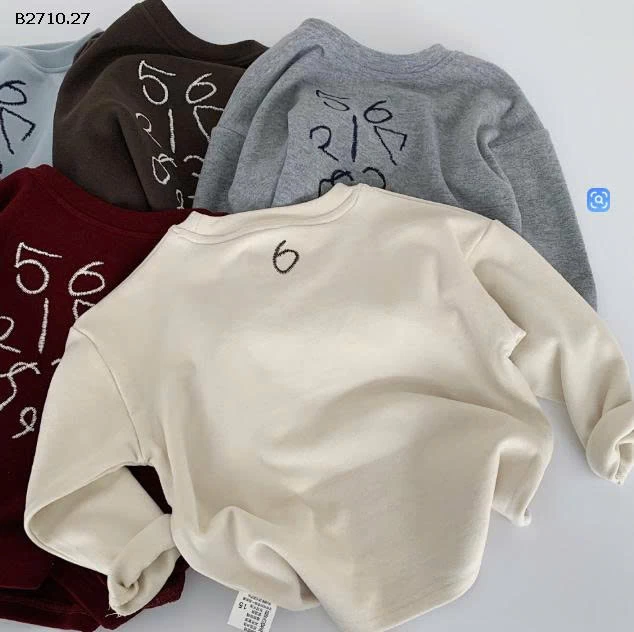 Áo thun dài tay cổ tròn in chữ số nhà Huzhou Zhili- sỉ 130k