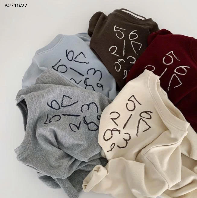 Áo thun dài tay cổ tròn in chữ số nhà Huzhou Zhili- sỉ 130k