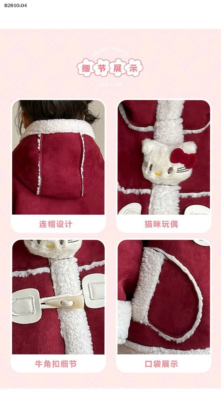 Áo khoác lông cừu cho bé gái mùa thu đông - si 340k