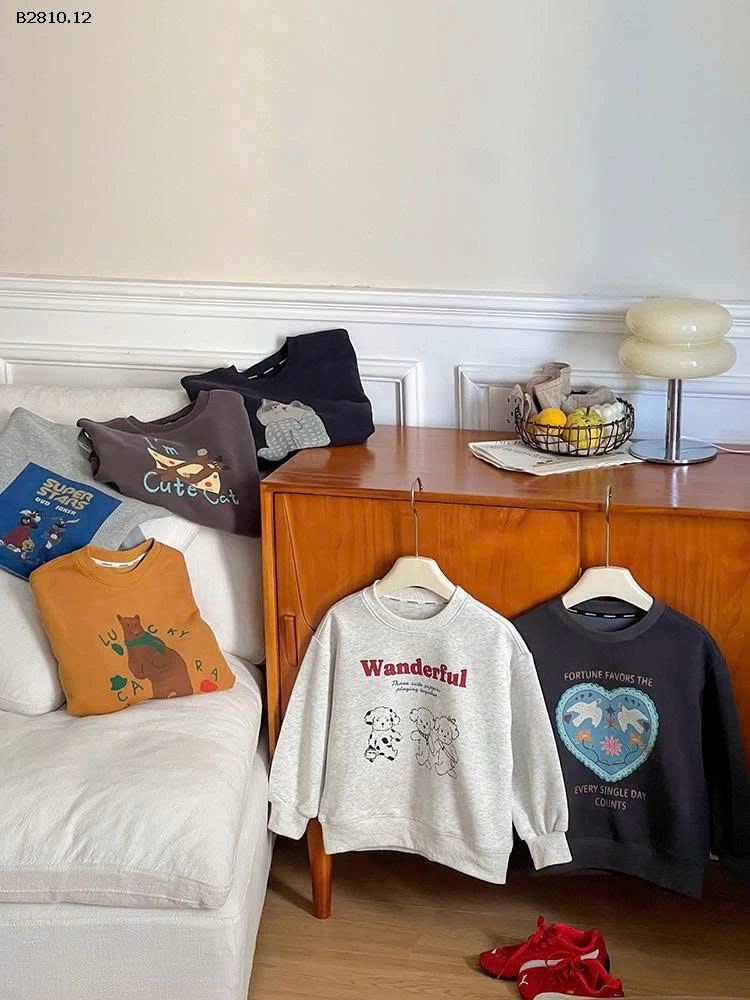 Áo nỉ hoạt hình thời trang trẻ em Amo Beibei- giá sỉ  size  90-150 : 143k size 160 : 156k size 170 : 168k