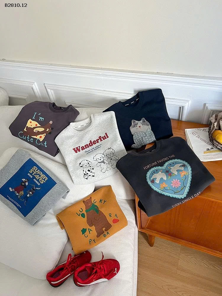 Áo nỉ hoạt hình thời trang trẻ em Amo Beibei- giá sỉ  size  90-150 : 143k size 160 : 156k size 170 : 168k