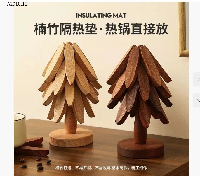 BỘ 5 MIẾNG LÓT BÁT ĐĨA NỒI CỐC CHÉN  BẰNG GỖ - sỉ 80k