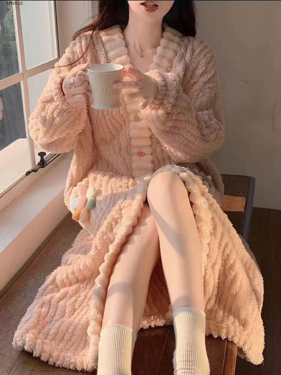 BỘ PIZAMA LÔNG SIÊU ẤM - sỉ bộ 113k, áo 103k
