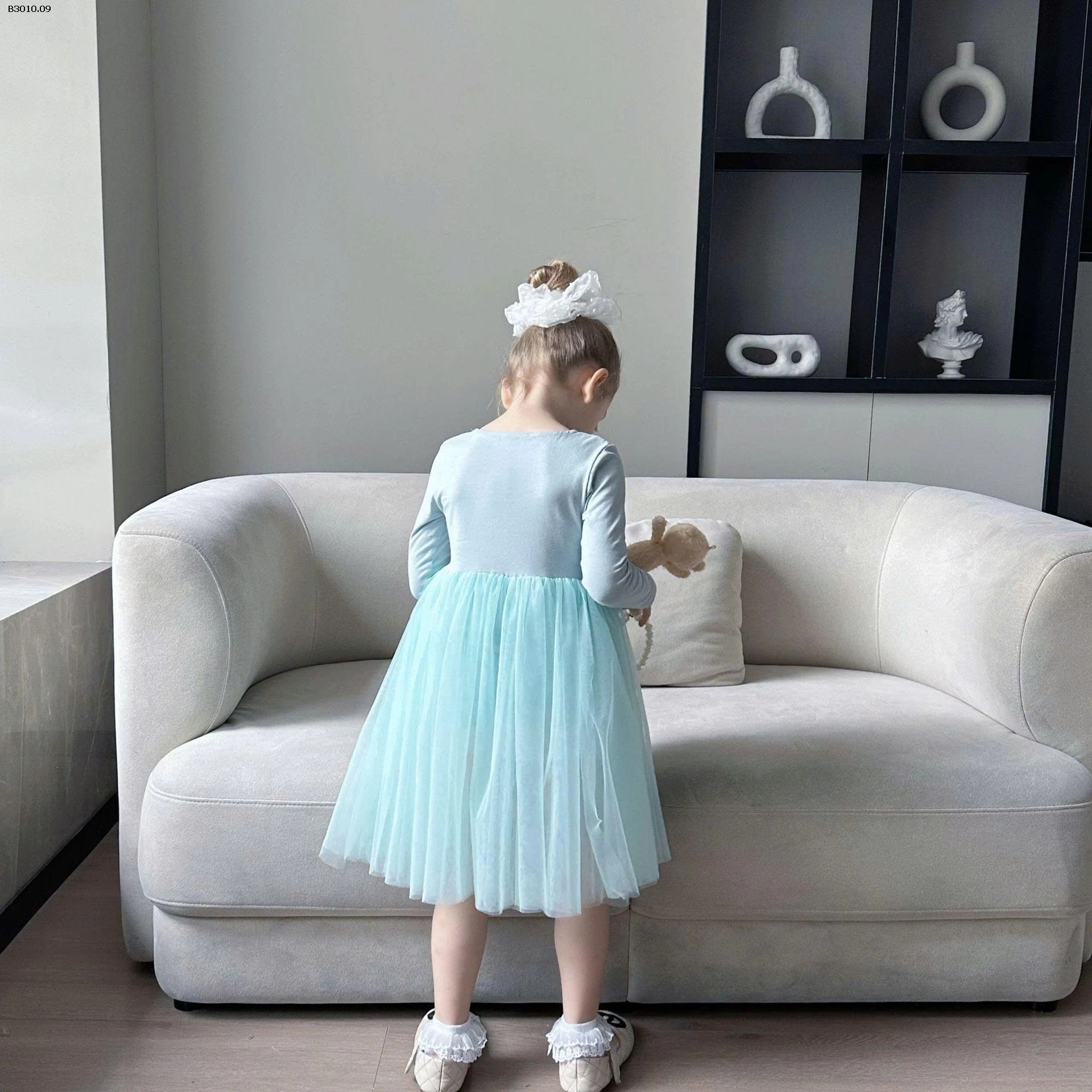 VÁY THUN MÙA THU PHỐI CHÂN VOAN-Giá sỉ 207k