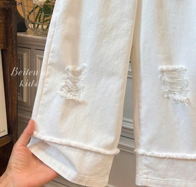 QUẦN JEAN TRẮNG RÁCH CÁCH ĐIỆU  CHO BG -Giá sỉ 80-140 :  99k 150-160    : 119k