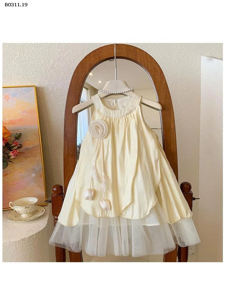 VÁY CỔ YẾM GẮN HOA 3D - sỉ 215k