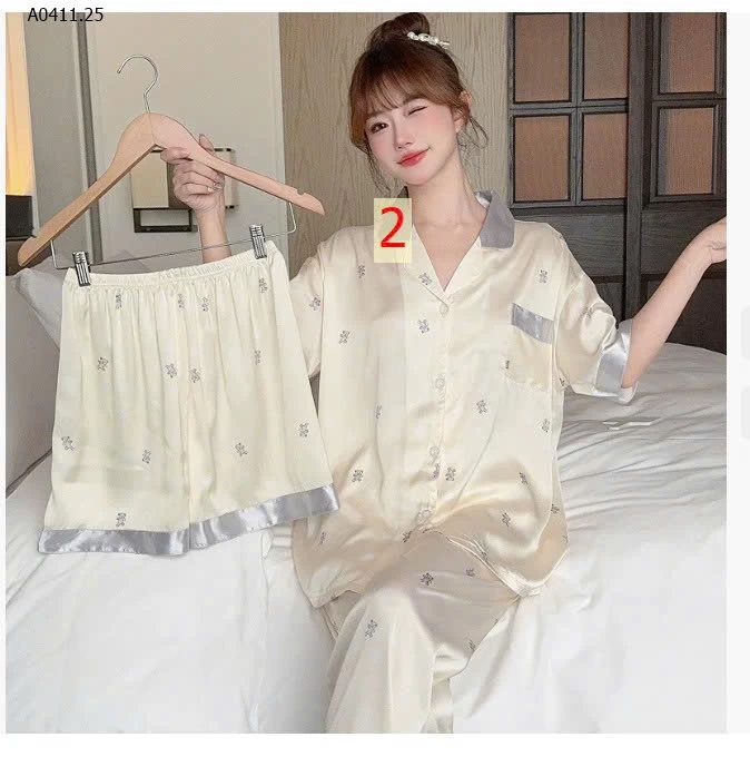 Set 3 chi tiết áo + quần đùi + quần dài lụa  - sỉ 145k