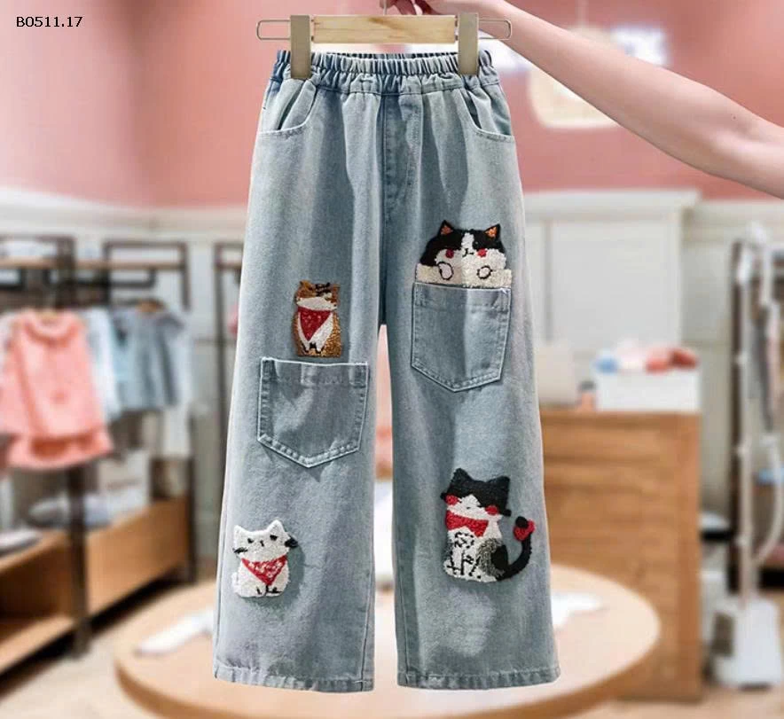 QUẦN JEAN SUÔNG MÈO BÉ GÁI  - sỉ 150k