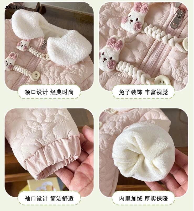 ÁO KHOÁC THỎ CỔ LÔNG BG-Giá sỉ 210k