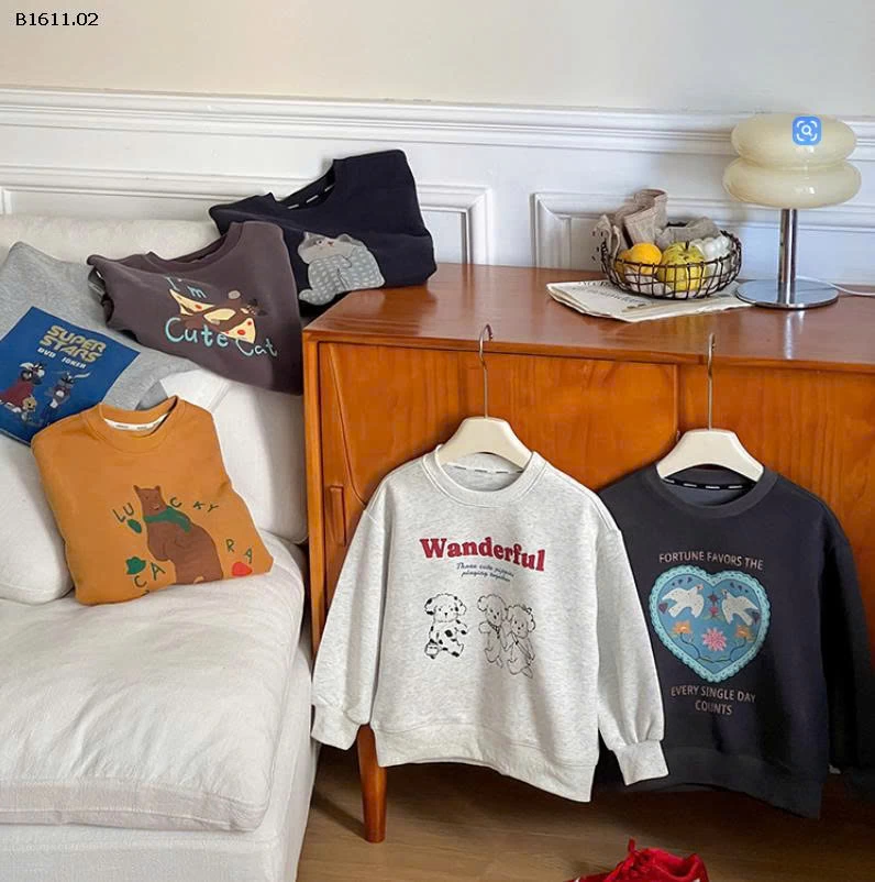 Áo nỉ hoạt hình thời trang  nhà Elmo Baby Kids  AMBB -Giá sỉ size 90-150 : 147k sz 160 : 160k sz 170 : 174k