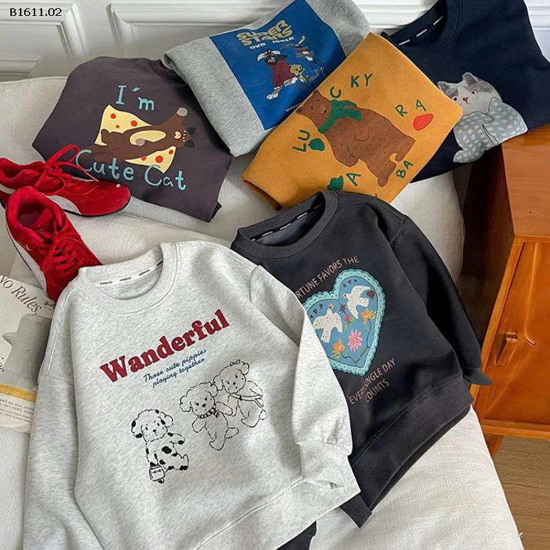 Áo nỉ hoạt hình thời trang  nhà Elmo Baby Kids  AMBB -Giá sỉ size 90-150 : 147k sz 160 : 160k sz 170 : 174k