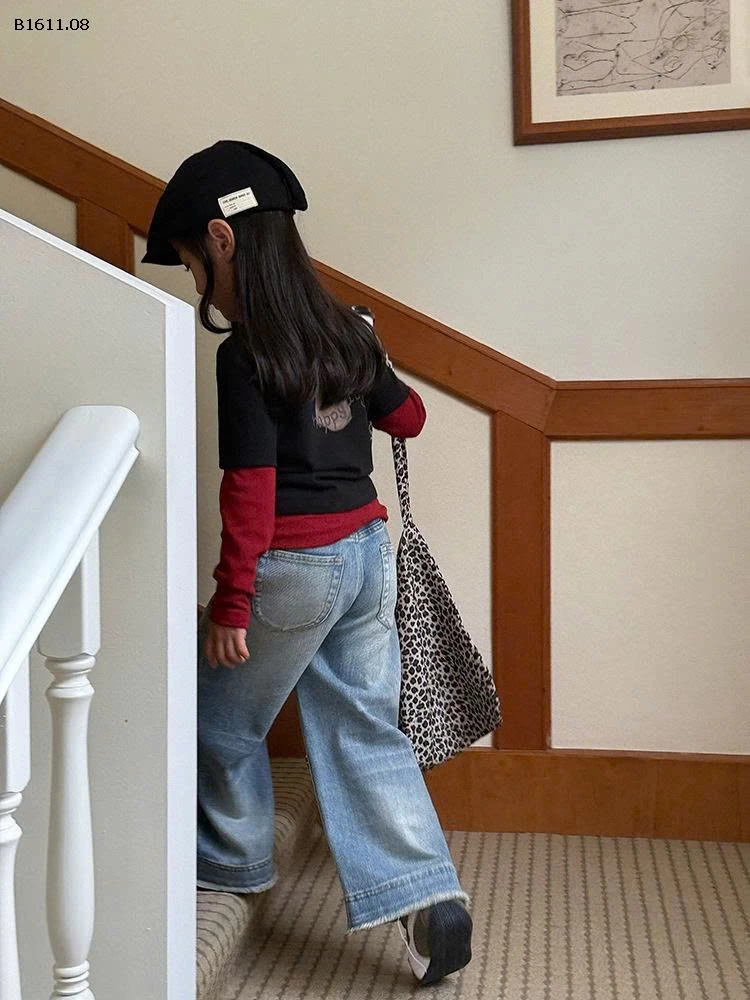 Quần jeans rách vá viền tua rua nhà Elmo Baby Kids  AMBB -Giá sỉ size 90-150 : 236k sz 160 : 256k sz 170 : 280k