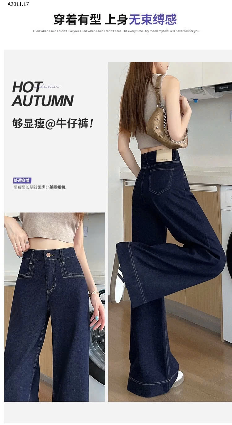 QUẦN DENIM SUÔNG CẠP CAO HÁCH DÁNG- sỉ 179k